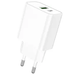 МЗП Borofone BA88A Navy PD20W+QC3.0 (1USB-A/1C) White - мініатюра 2