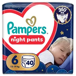 Підгузки-трусики нічні Pampers Night Pants Розмір 6 (13-19 кг) 40 шт.