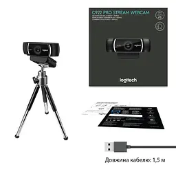 Веб-камера Logitech C922 Pro Stream FullHD Black (960-001088) - мініатюра 11