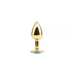 Анальна металева пробка з каменем в формі серця Chisa - Hi-Basic Blue Gem Anal Plug, 7.1х2.8 см, золотиста з блакитним - мініатюра 2