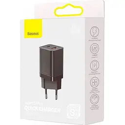 Мережевий зарядний пристрій Baseus Super Si Pro 30W USB-C + USB-A Black (CCSUPP-E01) [102000] - мініатюра 7