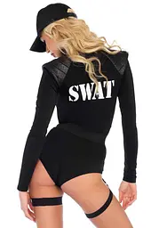(SALE) Костюм еротичних спецсил Leg Avenue SWAT Team Babe S, боді, пояс, підв’язки, рація, кепка