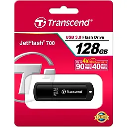 USB флеш-накопичувач Transcend JetFlash 700 128GB USB-A 3.0 Black (TS128GJF700) [90891] - мініатюра 4