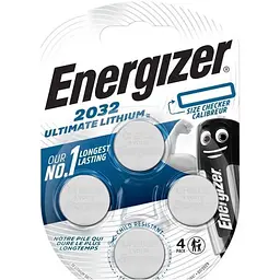 Батарейка Energizer 2032 Ultimate Lithium, CR2032 BL 4шт (4876)
