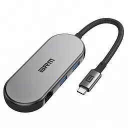 Хаб USB-C ArmorStandart Type-C to HD4K+LAN+PD+2USB+TF/SDcard Grey (ARM69365) - мініатюра 1