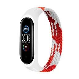 Ремінець до фітнес браслета BeCover Elastic Nylon Style для Xiaomi Mi Smart Band 5/6 (Size S) Red-White (706137)
