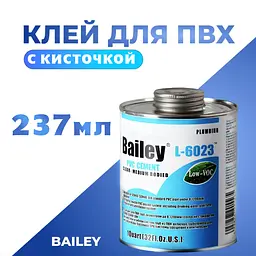 Клей для пластикових ПВХ труб 237 мл із пензликом Bailey L-6023, прозорий - мініатюра 2