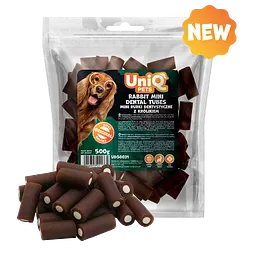 Ласощі для очищення зубів собак UniQ PETS DENTAL Міні сендвіч-трубочки з кролика, 500 г