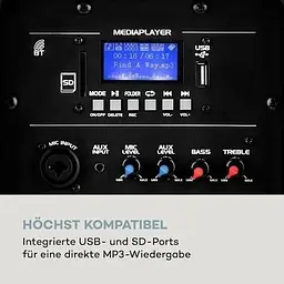 Мобільна акустична система Auna Streetstar 2.0 15 BT USB/SD/MP3 AUX (10031568) - мініатюра 7