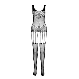 Бодістокінг Passion ECO BS001 One Size white, з доступом, імітація підв’язок, флористичний декор - мініатюра 3