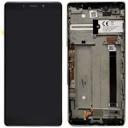 Дисплей Sony i3312 Xperia L3 /i3322 /i4312 /i4332 чорний, PRC переклеєне скло, з рамкою золотистого кольору