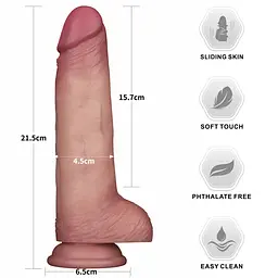 Фалоімітатор - Sliding Skin Pro II Dual Layer Silicone Dong 8.5" Flesh - мініатюра 3