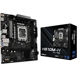 Материнська плата AsRock H810M-H (1851/H810, 2xDDR5, PCIex16, HDMI, 4xSATA, M.2, Glan, 7.1ch, mATX) (H810M-H)