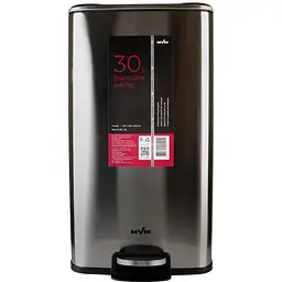 Відро для сміття MBM My Home з кришкою та педаллю 30 л сірий (BIN-15 30L SS)