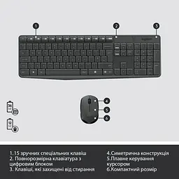Комплект (Клавіатура та миша) Logitech MK235 Combo Wireless Graphite (920-007931) - мініатюра 6