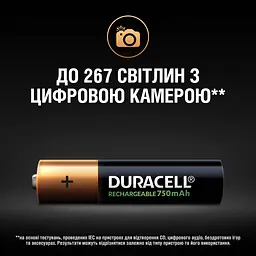 Акумулятор Duracell Rechargeable AAA 750 mAh HR03/DC2400, 2 шт. (736721) - мініатюра 3