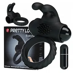 Ерекційне кільце Pretty Love Eudora Penis Ring 2.4 см чорний - мініатюра 2