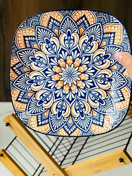 Тарілка квадратна синій оранж 20,5x2,5 см "Тригір'я"