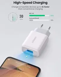 Мережевий зарядний пристрій Ugreen CD122 18W USB QC 3.0 Charger білий - мініатюра 3