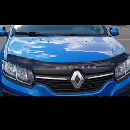 Дефлектор капоту мухобійка для Renault Sandero 2013-2020 Євро Кріплення (Voron Glass) MR11913 - мініатюра 2