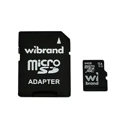 Карта пам'яті microSDXC, 64Gb, Wibrand, Class10 UHS-I U3, SD адаптер (WICDXU3/64GB-A)