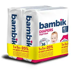 Підгузки Bambik Medium 7-18 кг Розмір 4 Maxi 2 х 36 шт (4823071664034)