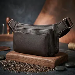 Сумка поясна шкіряна 14972 Vintage коричневий - мініатюра 4
