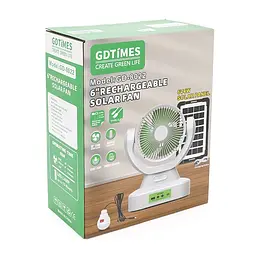 Вентилятор GDTIMES GD 8022, Solar+ вбудований акумулятор, 1*USB лампочка, Box - мініатюра 2