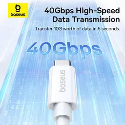 Дата кабель Baseus Superior Series 2 USB4 Full-Function Type-C to Type-C 240W (1m) (P10365200211) Moon White - мініатюра 4