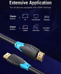 Кабель HDMI M - M, 10.0 м, V1.4, 4K/HD 60Гц, PVC type, чорний, Vention - мініатюра 6