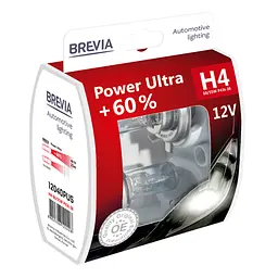 Галогенова лампа Brevia H4 12V 60/55W P43t Power Ultra +60% S2(12040PUS)