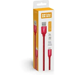 Кабель ColorWay USB - Apple Lightning 2.4А 2м Red - мініатюра 3