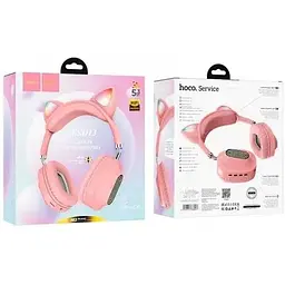 Навушники Hoco Skill Cat Ear BT Headphones ESD13 з котячими вушками білі 6931474788030 - мініатюра 3