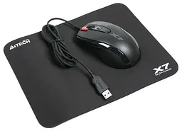 Комплект (Миша та Килим) A4Tech X-7120: Миша X-710BK + ігрова поверхня X7-200MP (4711421932172) (X-7120) - мініатюра 1