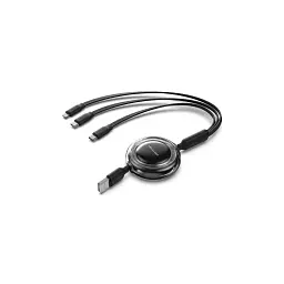 Дата кабель USB 2.0 AM to 2xUSB-C + Lightning 1.0m 3.5A retractable Vention (TRJBBE)