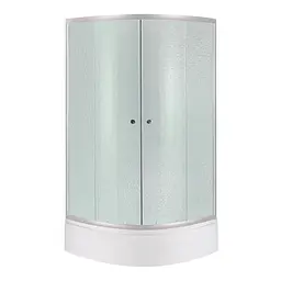 Душова кабіна Latwa SC90x90.SAT.MID.FR полукругла, скло Frost 4 мм + Душовий піддон KAPIELKA ST90x90x26, з панеллю Lidz, Універсальна, хром матовий, глубокий более 20 см