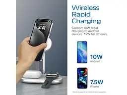 Бездротовий зарядний пристрій Energizer 3-in-1 15 W Magnetic Wireless Fast Charger White (WCP303) - мініатюра 8
