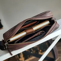 Чоловіча шкіряна сумка крос боді GS коричнева 22*20*5 см (Б2К 001 кор) 200 - мініатюра 3