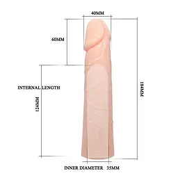 Подовжуюча насадка на член Baile Silicon Sleeve Enlarger, +6 см - мініатюра 2