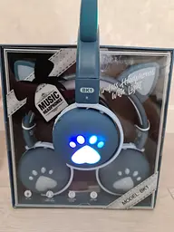 Бездротові дитячі навушники ATD CAT ВК-1 з котячими вушками і LED підсвічуванням, подарункові сині - мініатюра 8