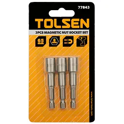 Головка магнітна Tolsen 8 мм 1/4" х65 мм 3 шт (77843)