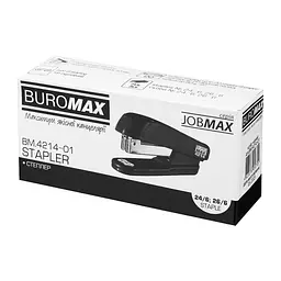 Степлер Buromax пластиковий JOBMAX, 20 аркушів, (скоби №24;26), 100 х 30 х 50 мм, чорний (BM.4214-01) - мініатюра 5