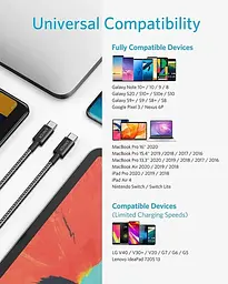 Кабель Anker Nylon А8758 Type-C - Type-C (USB-C - USB-C) 100W 3 метри - мініатюра 5