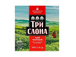 Чай пакетований чорний Три слона 100 пакетиків з ниткою ДСТУ