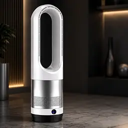 Мобільний безлопатевий вентилятор Germatic LED 1200W / Кондиціонер підлоговий 2в1 з обігрівом та охолодженням AM-018JR сенсор, пульт ДК, автоповорот 80° - мініатюра 5