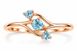 Жіноча золота каблучка Jewellery Continent з трьома блакитними топазами 19 (К-0925)