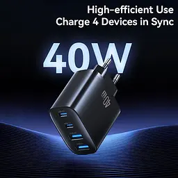 Мережевий зарядний пристрій Usams T70 2хUSB-A + 2хUSB-С 40W Black (CC330TC01) [164376] - мініатюра 5