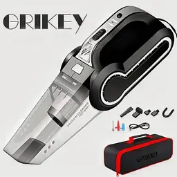 Ручний пилосос Grikey B4 універсальний автомобільний з панеллю компресора і ліхтарем для авто 120W Чорний - мініатюра 2