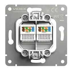 Розетка Videx Nota CAT6e подвійна комп'ютерна біла матова (VF-NT-SK2PC6-WH) - мініатюра 4