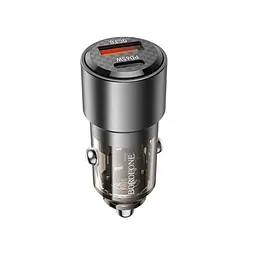 Автомобільний зарядний пристрій BOROFONE BZ20A Smart 83W dual port PD65W+QC3.0 car charger прозорий чорний